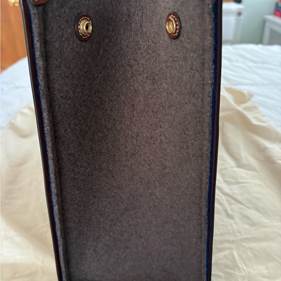 Tory Burch Gray Felt Ella Tote with Brown Leather Trim - Picture 5 of 12